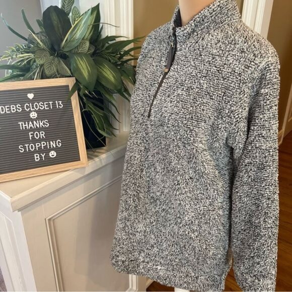 Soft Surroundings Fleece luxe Sherpa Ultra Plush 1/4 Zip Size Small Frosted Gray - Picture 3 of 10